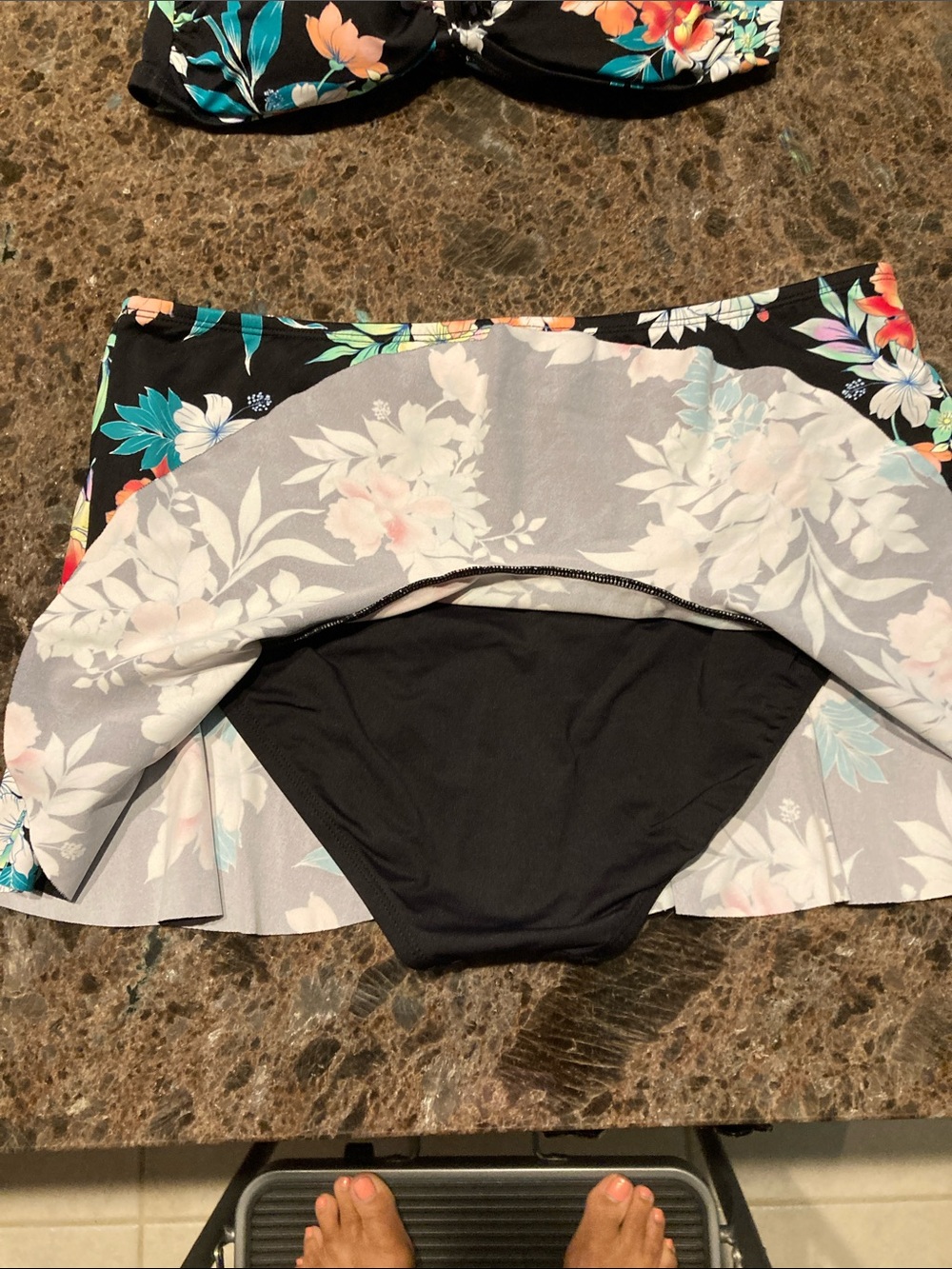 Tommy Bahama BlackTwo Piece Swim Suit in Black with Tropical Floral print - Picture 3 of 9